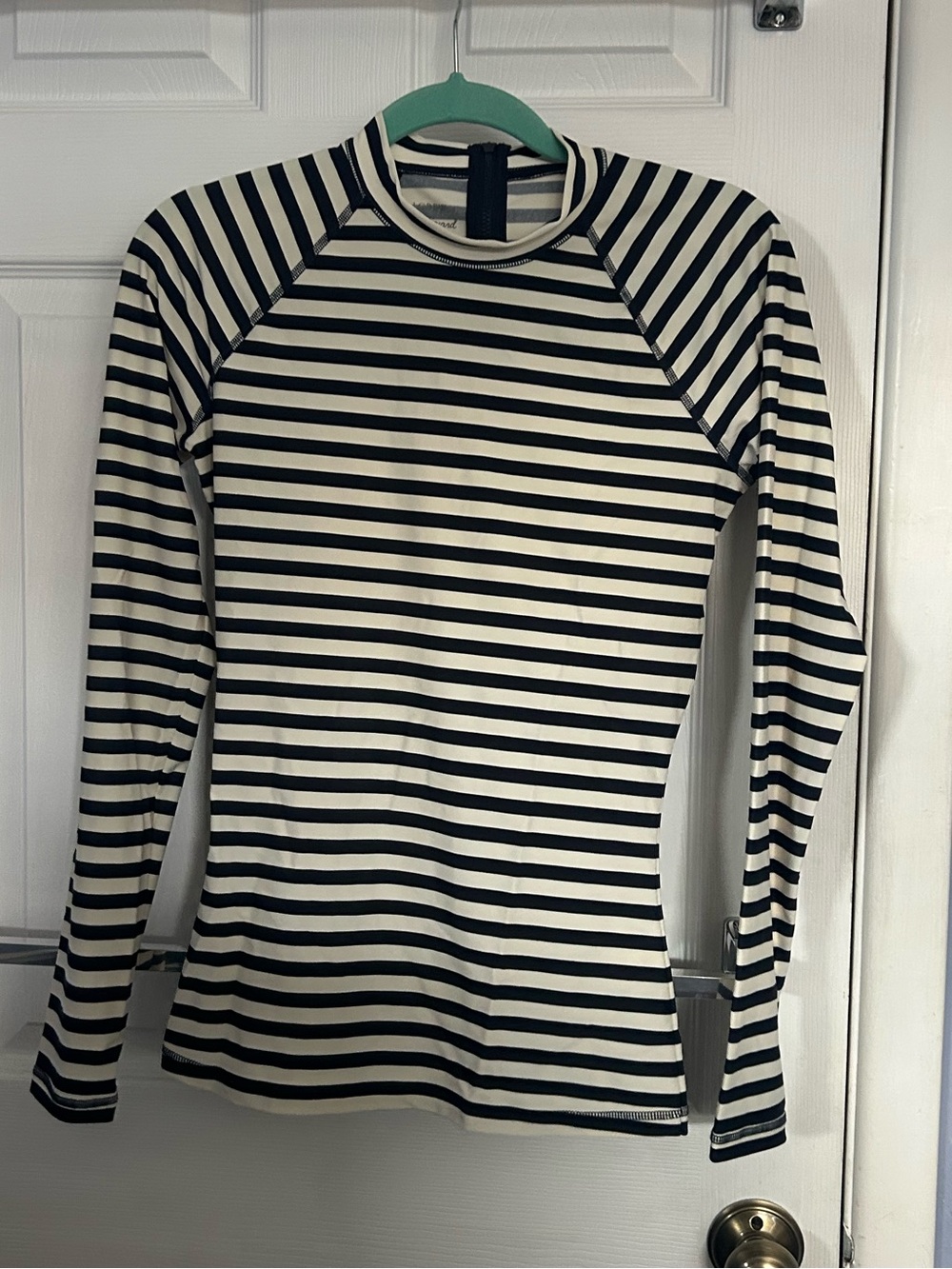 J CREW Striped Long-Sleeve Crewneck Top - Black & White